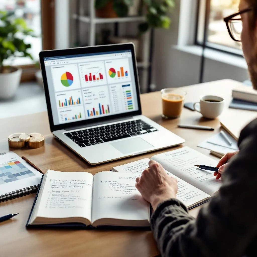 Finansal hedefler için planlama yapan ve notlar alan bir kişi
